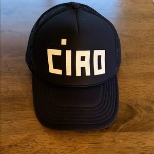 Clare V. Black Mesh Trucker Cap with White Label